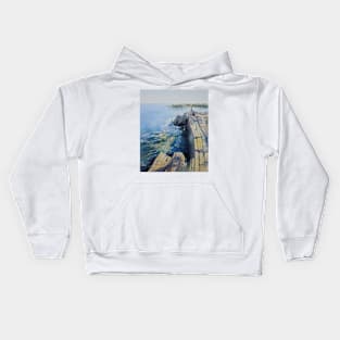 Fishing at Mossyard - version two Kids Hoodie